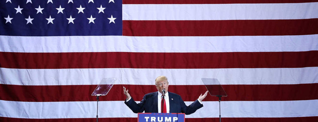 Study: media polarization Donald Trump American Flag